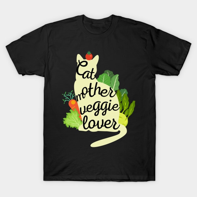 Cat Mother Veggie Lover (Green Cat Silhouette) T-Shirt by leBoosh-Designs